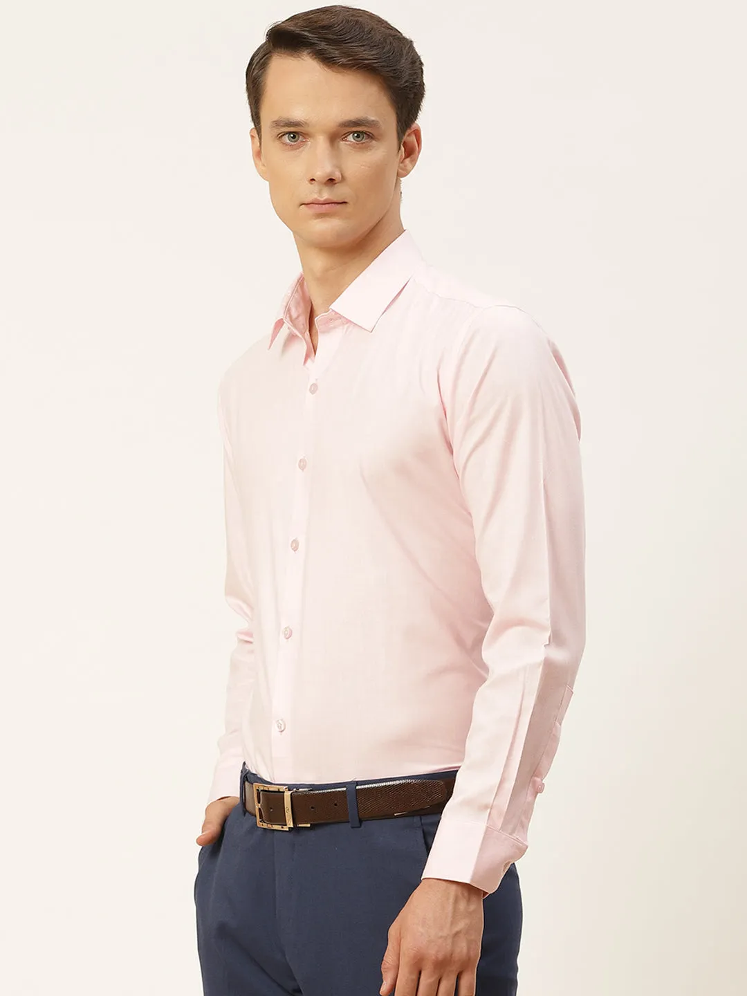 Men's Cotton Pink Classic Formal Shirt - Sojanya