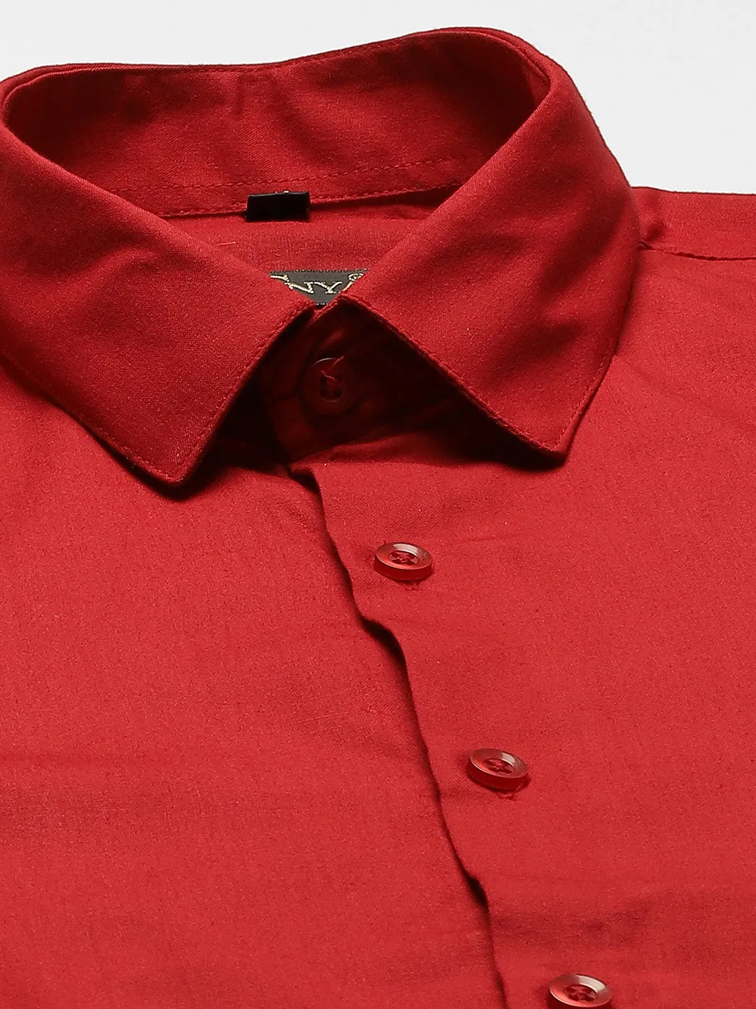 Men's Cotton Red Classic Formal Shirt - Sojanya