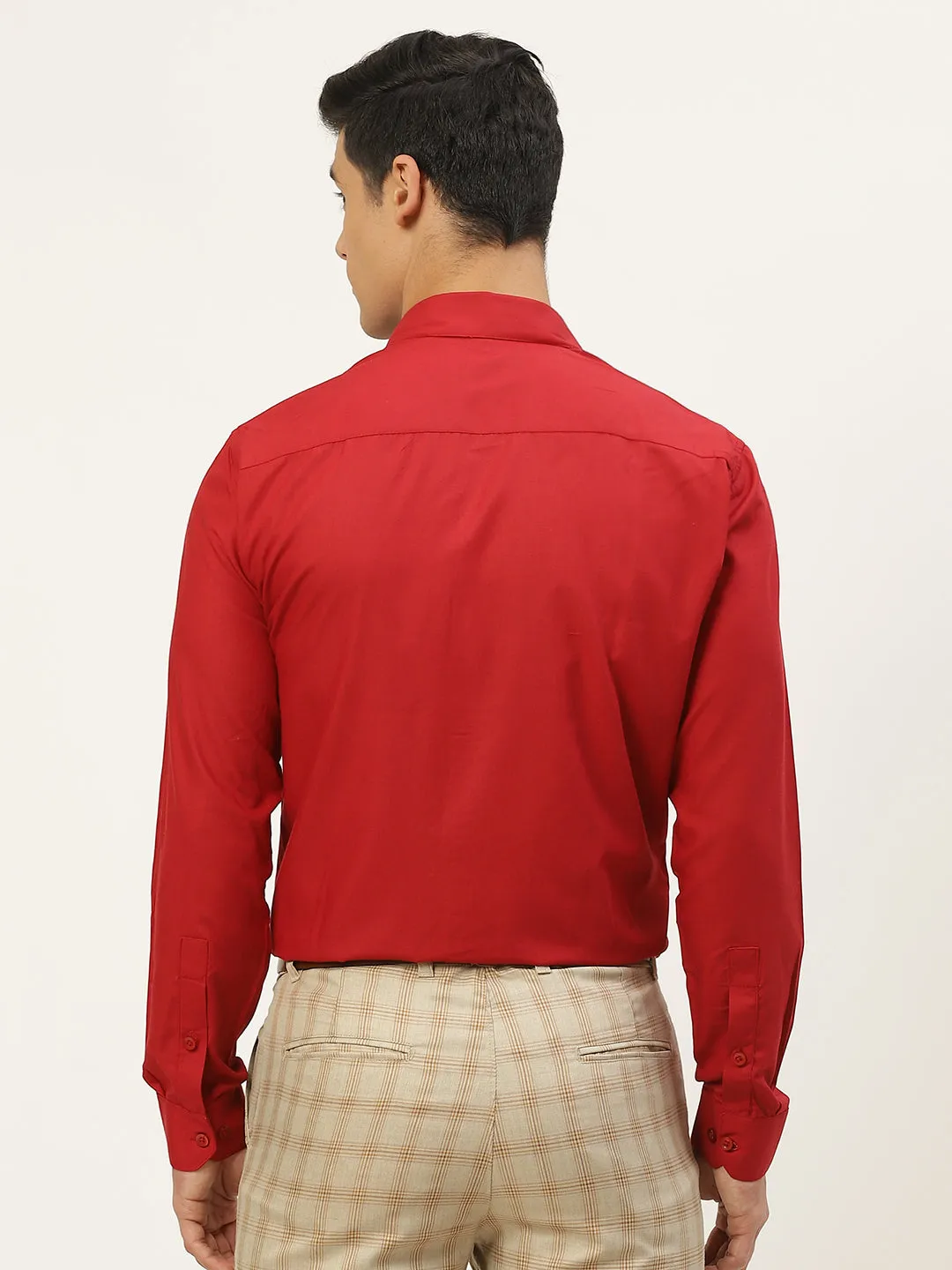 Men's Cotton Red Classic Formal Shirt - Sojanya