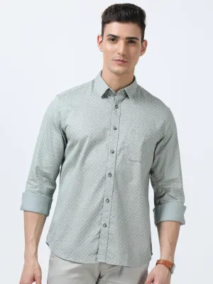 MEN'S GREY PRINTED SLIM FIT SHIRT