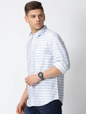 MEN'S LT BLUE STRIPE SLIM FIT SHIRT