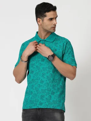 MEN'S LT GREEN PRINT SLIM FIT T SHIRT