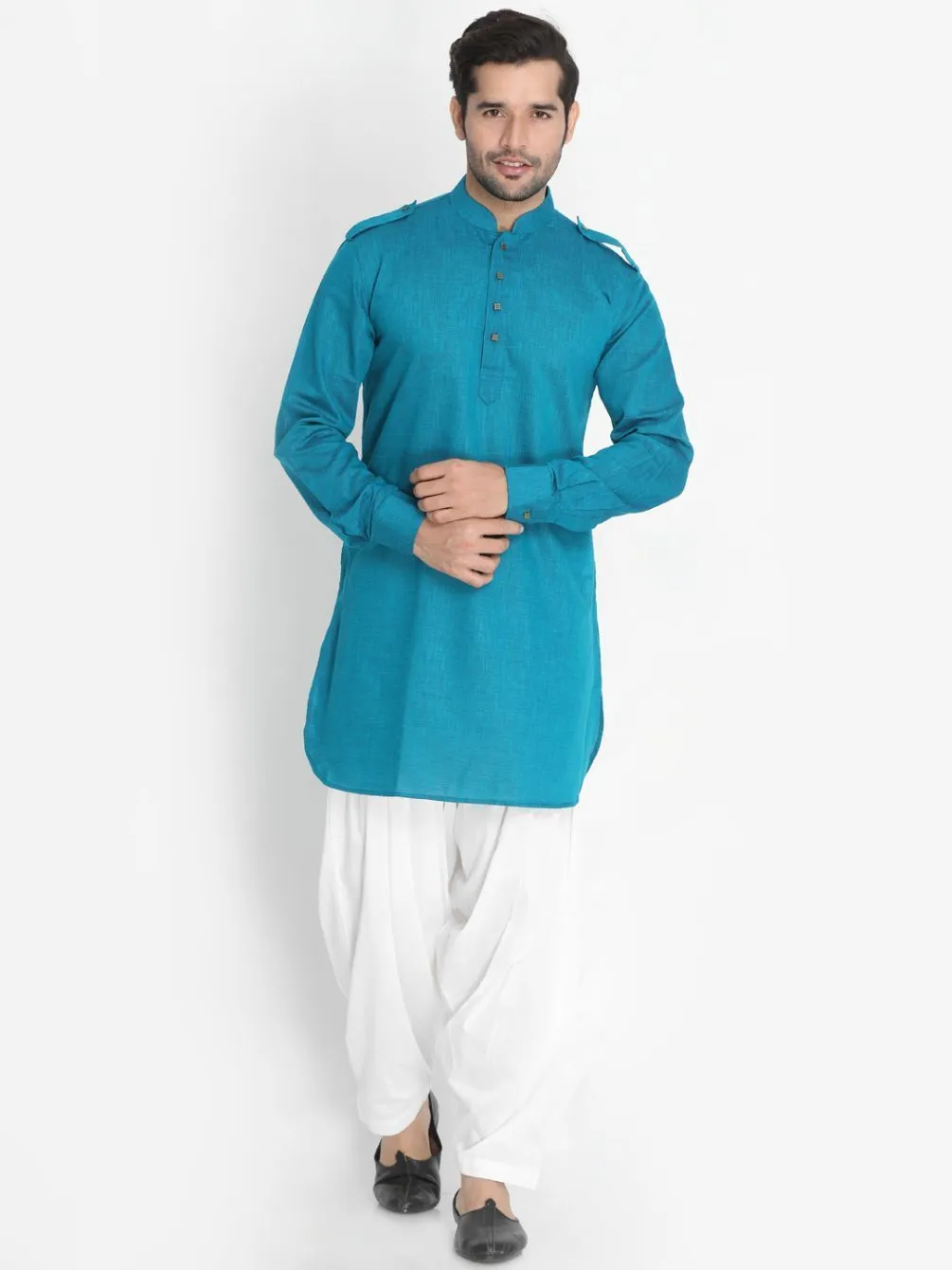 Men's White Cotton Blend Patiala Pyjama - Vastramay