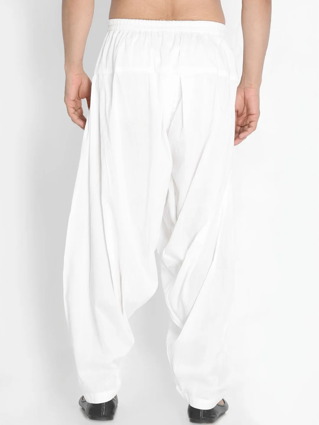 Men's White Cotton Blend Patiala Pyjama - Vastramay