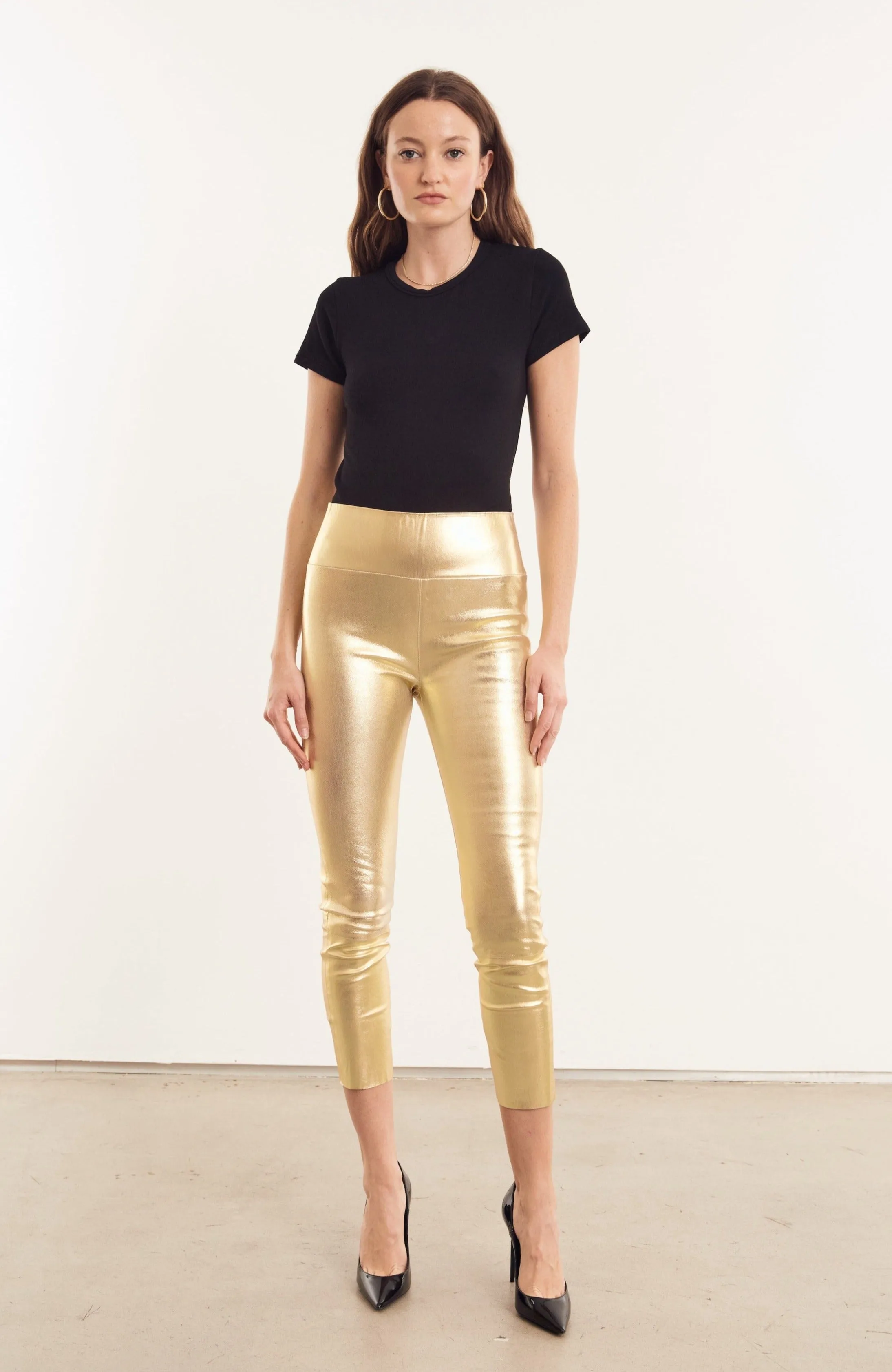 Metallic Gold Leather Crop