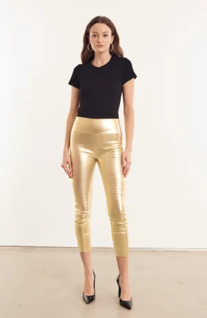 Metallic Gold Leather Crop