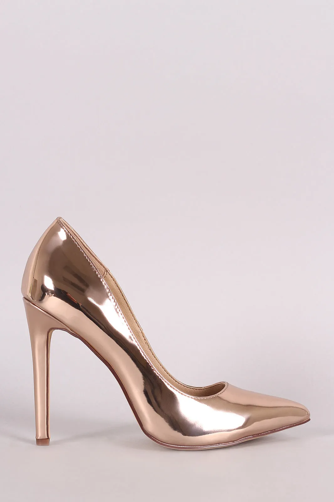 Metallic Patent Pointy Toe Single Sole Pump