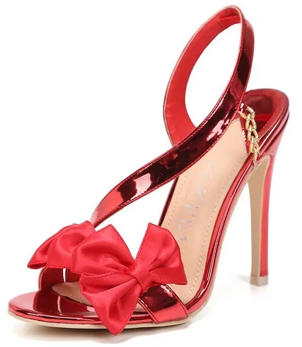 Metallic Red Rose High Heels