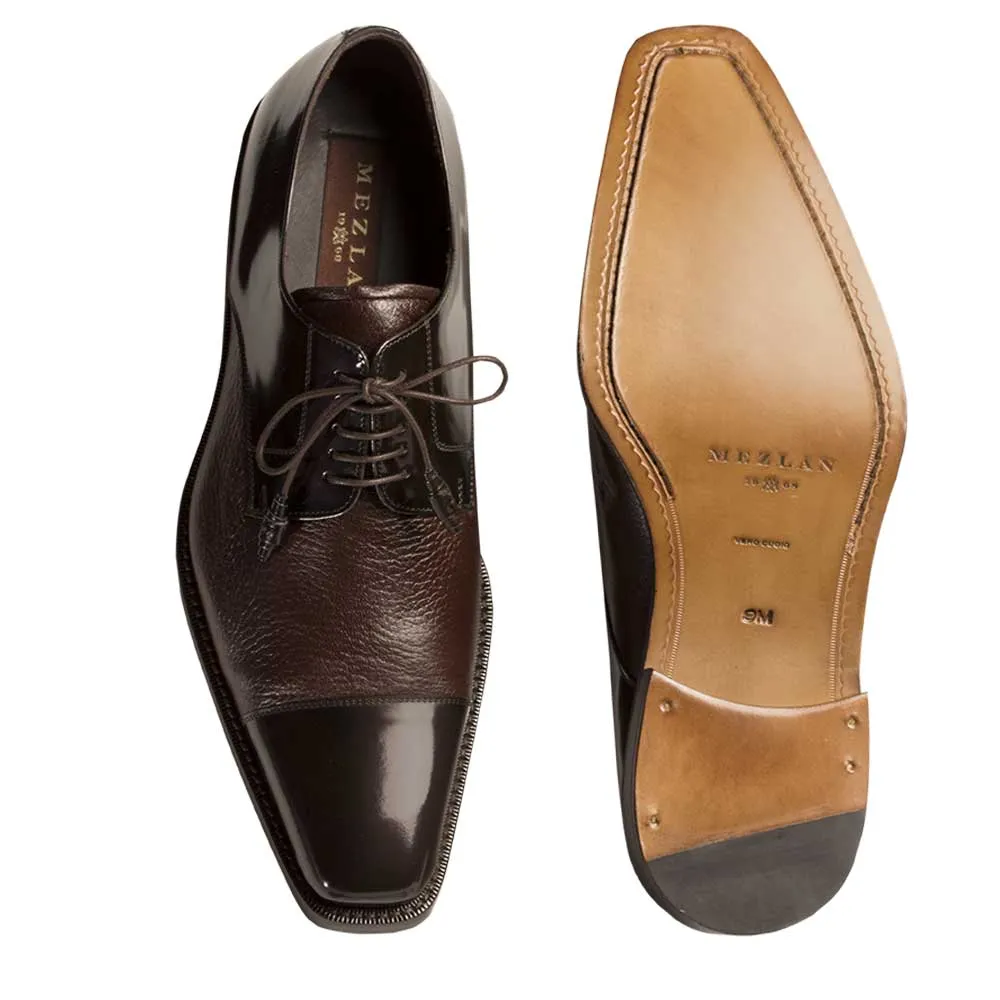 Mezlan Soka Calfskin & Deerskin Cap Toe Shoes - Brown