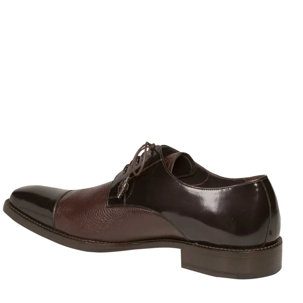 Mezlan Soka Calfskin & Deerskin Cap Toe Shoes - Brown