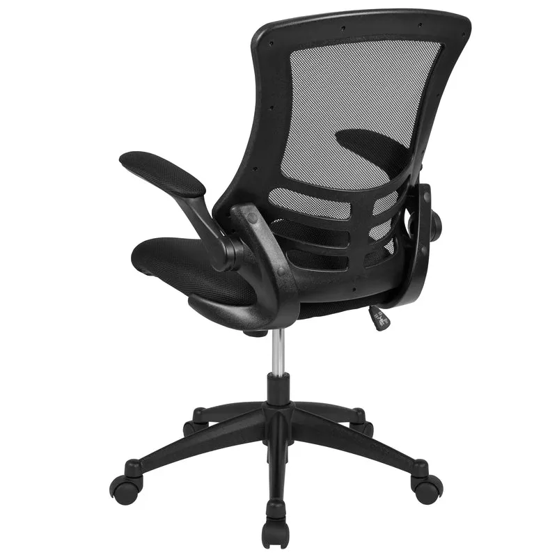 Mid-Back Black Mesh Swivel Ergonomic Task Office Chair with Flip-Up Arms