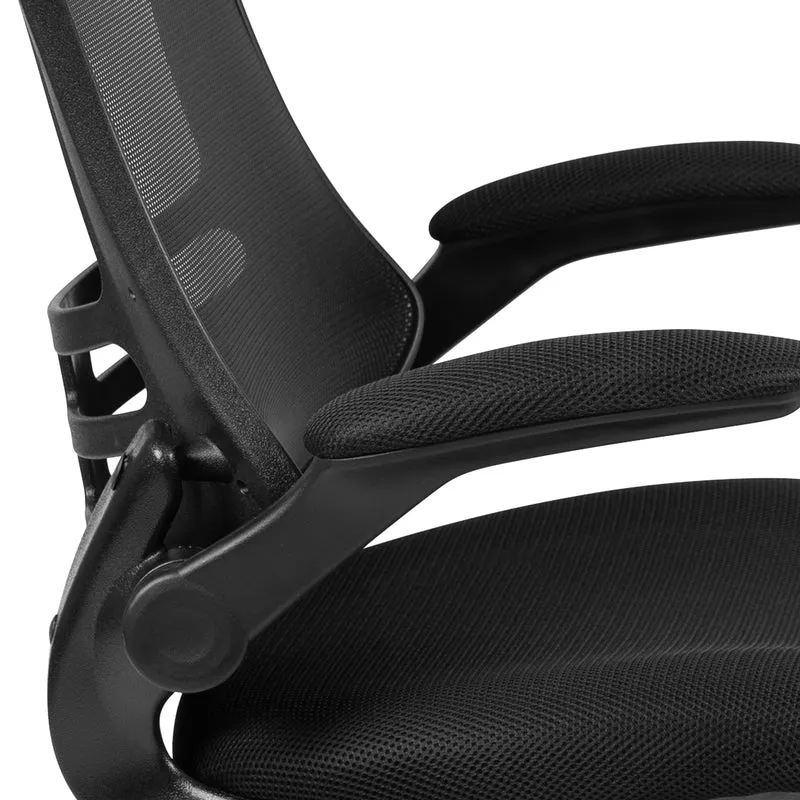 Mid-Back Black Mesh Swivel Ergonomic Task Office Chair with Flip-Up Arms