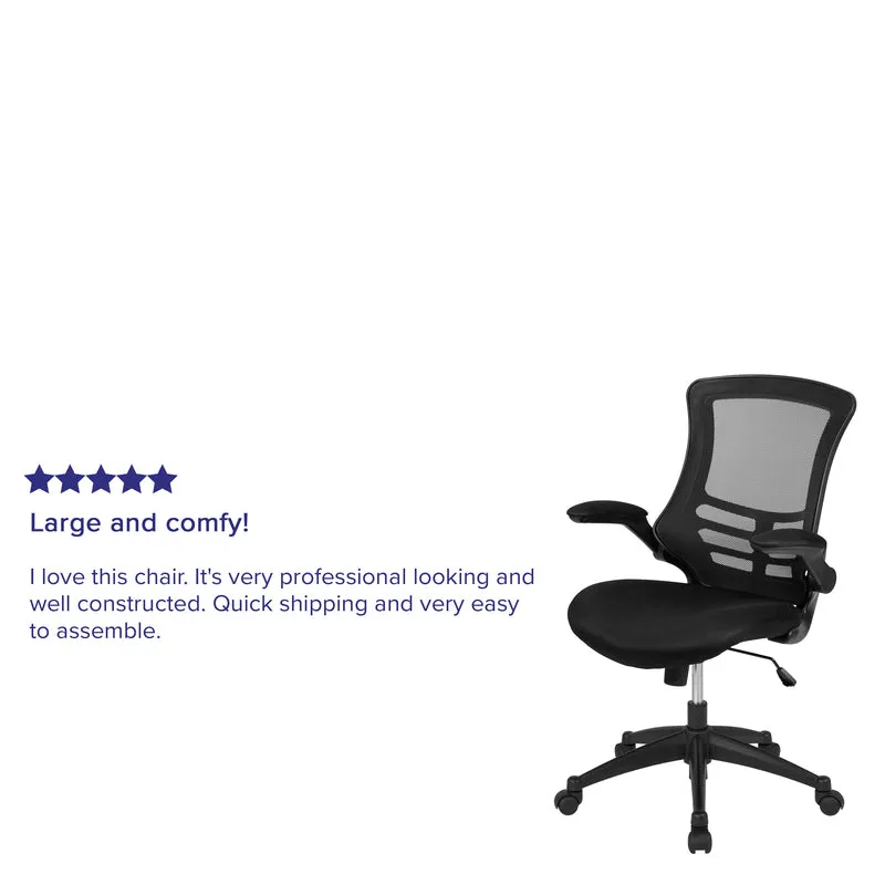 Mid-Back Black Mesh Swivel Ergonomic Task Office Chair with Flip-Up Arms