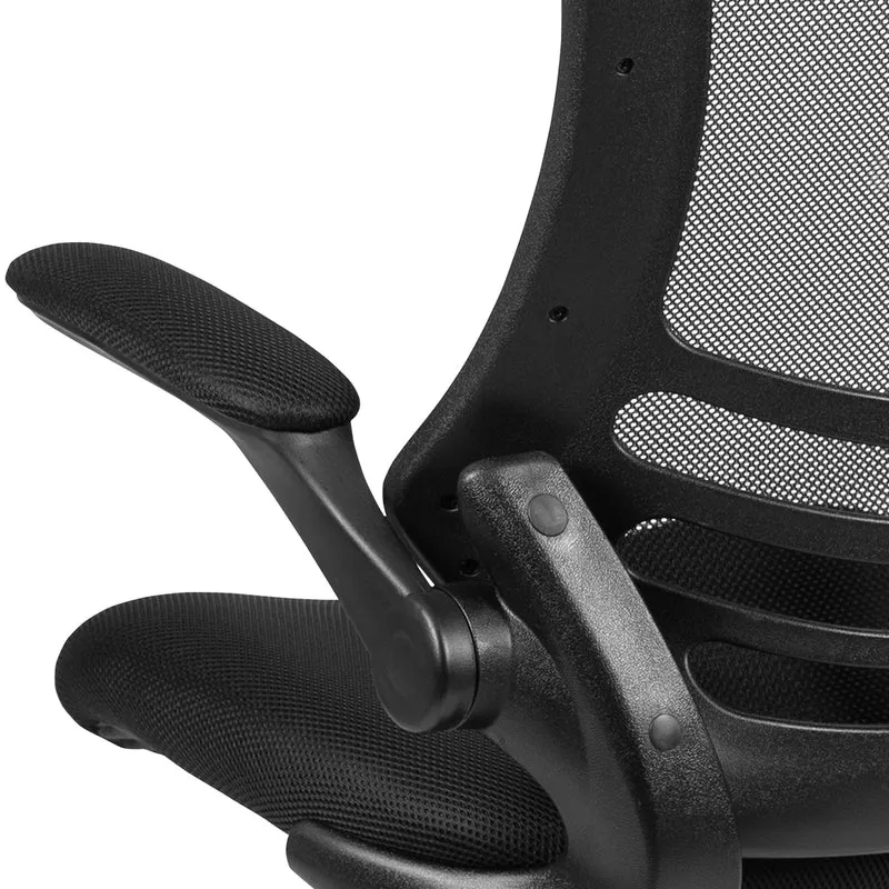 Mid-Back Black Mesh Swivel Ergonomic Task Office Chair with Flip-Up Arms