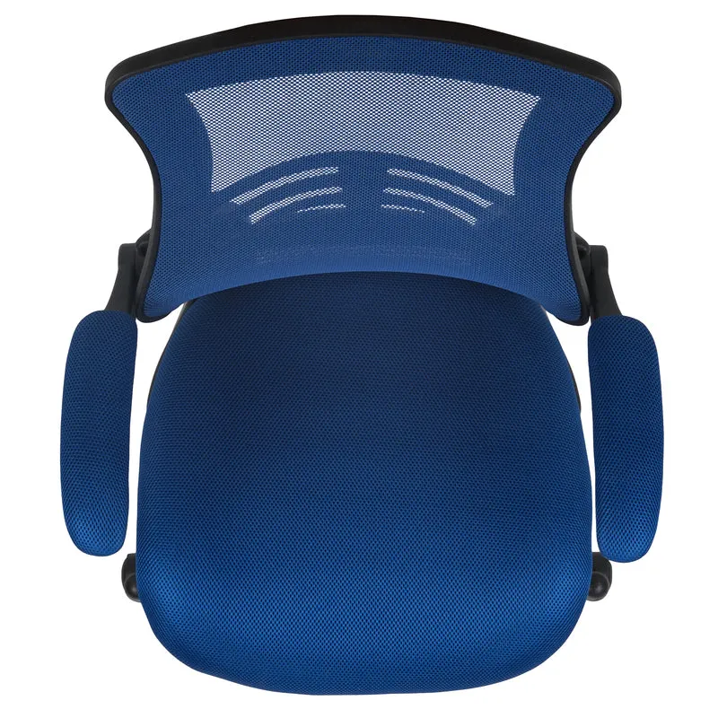 Mid-Back Blue Mesh Swivel Ergonomic Task Office Chair with Flip-Up Arms