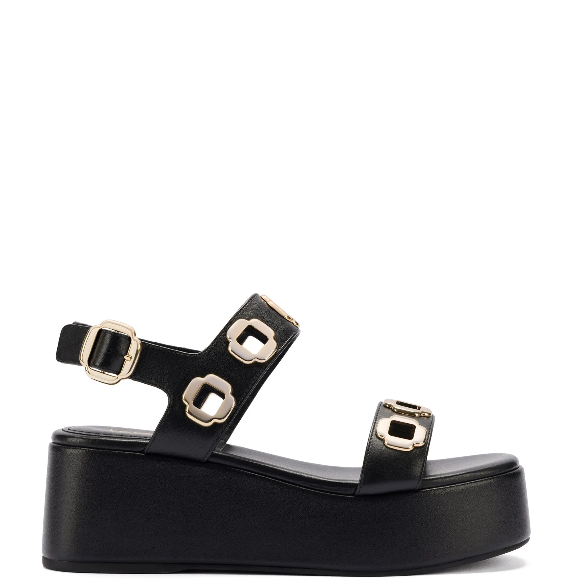 Milan Flatform Sandal In Black Leather