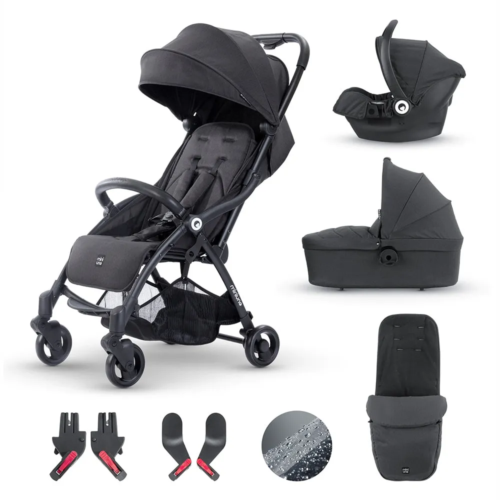 MiniUno Touchfold Travel System Bundle - Black Herringbone