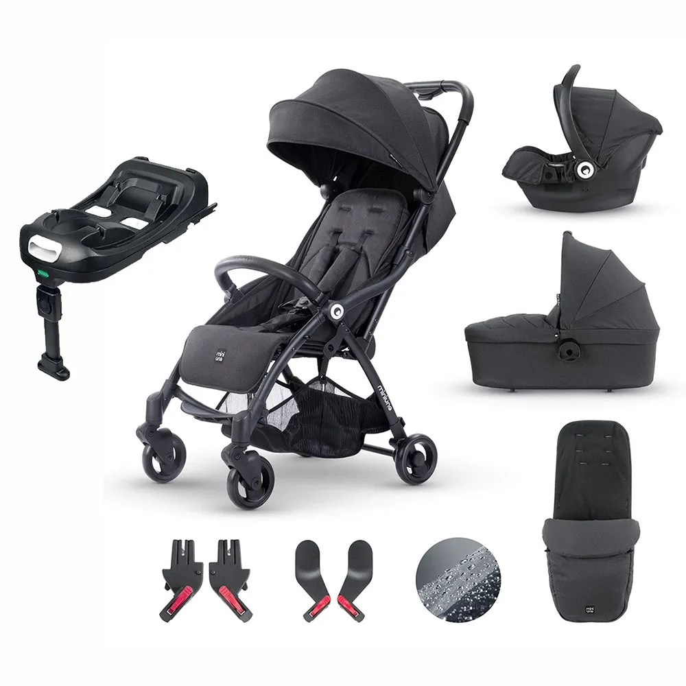 MiniUno Touchfold Travel System Bundle - Black Herringbone