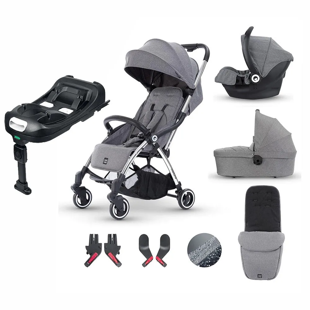 MiniUno Touchfold Travel System Bundle - Grey Herringbone