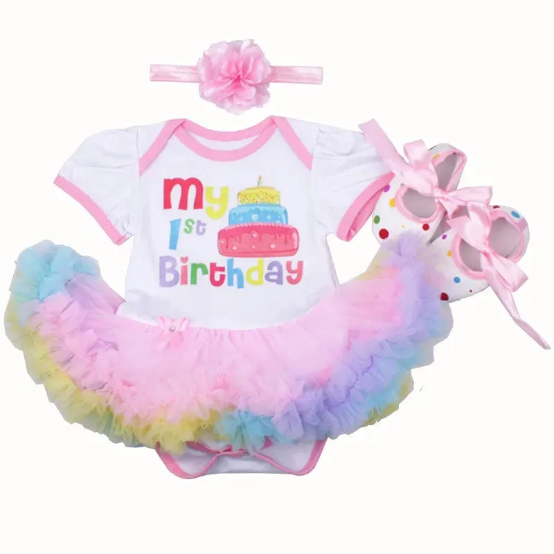 Newborn Infant Outfits Baby Girl My 1st Birthday Party Dress Tutus Newborn Clothes