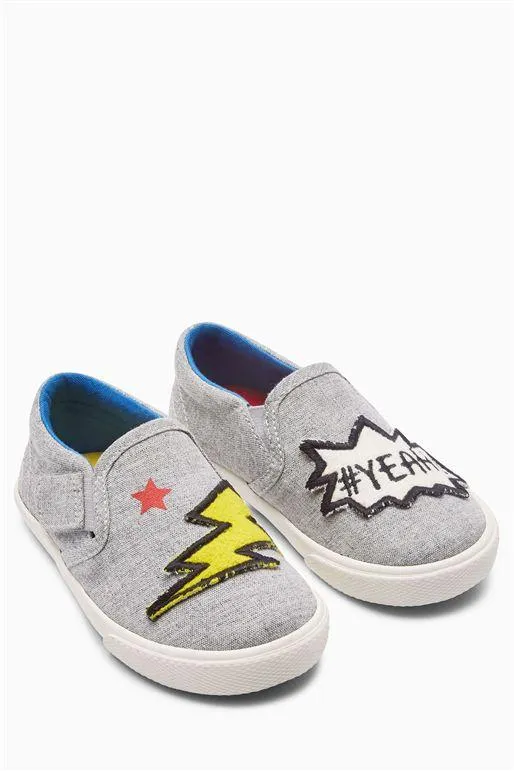 Next Grey Badge Slip-On Baby Boys Shoes