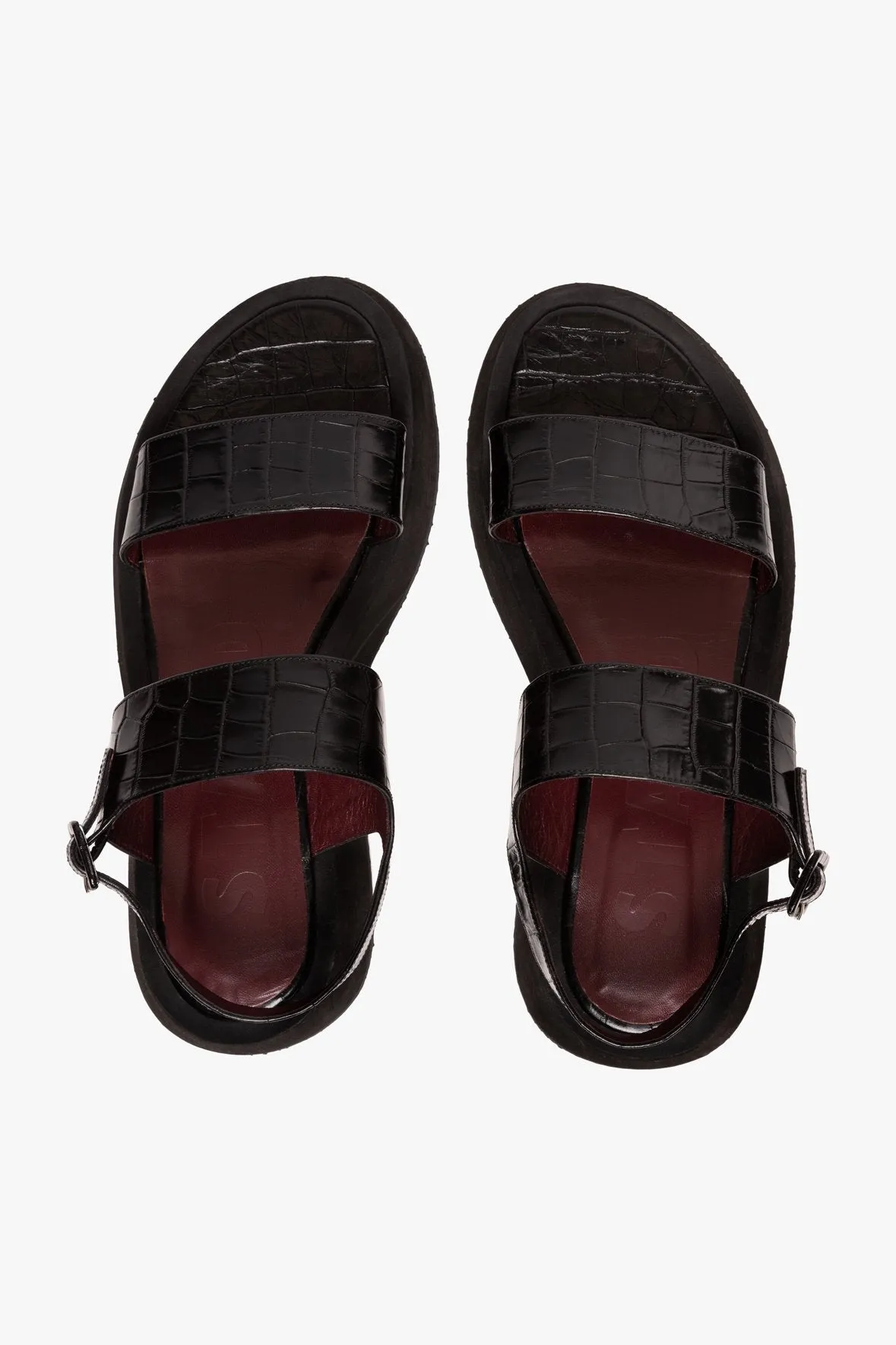 NICKY SANDAL | BLACK CROC EMBOSSED