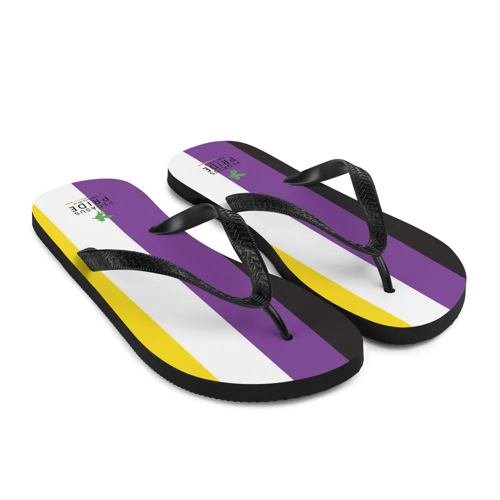 Nonbinary Enby Pride Flag Flip-Flops Sandals