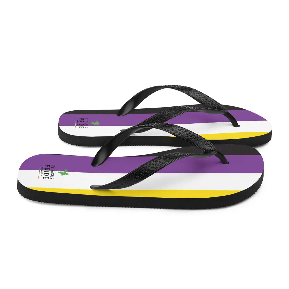 Nonbinary Enby Pride Flag Flip-Flops Sandals