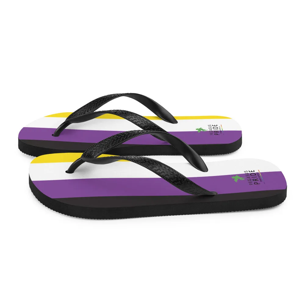 Nonbinary Enby Pride Flag Flip-Flops Sandals