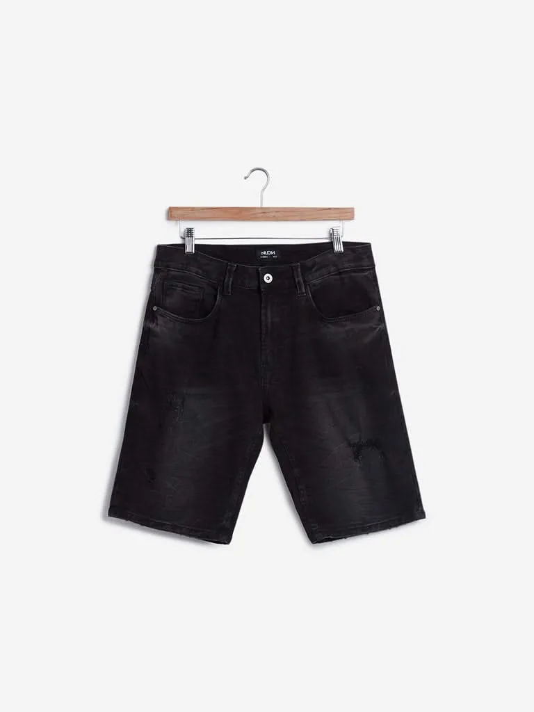 Nuon Charcoal Distressed Slim-Fit Hendrix Shorts