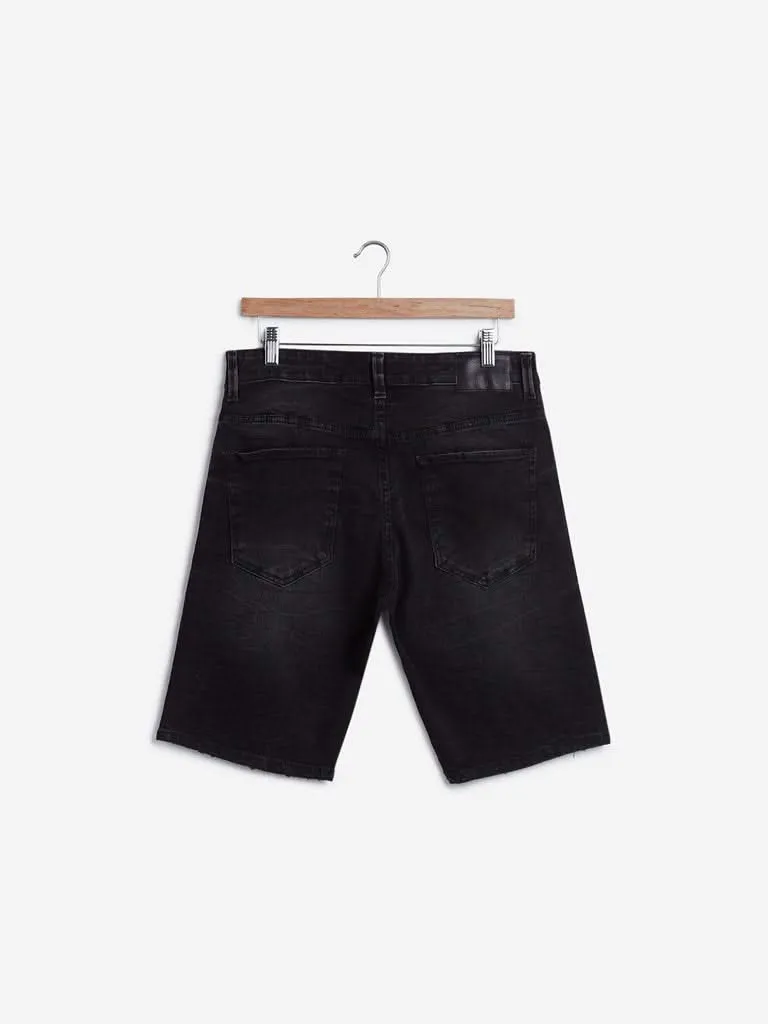 Nuon Charcoal Distressed Slim-Fit Hendrix Shorts