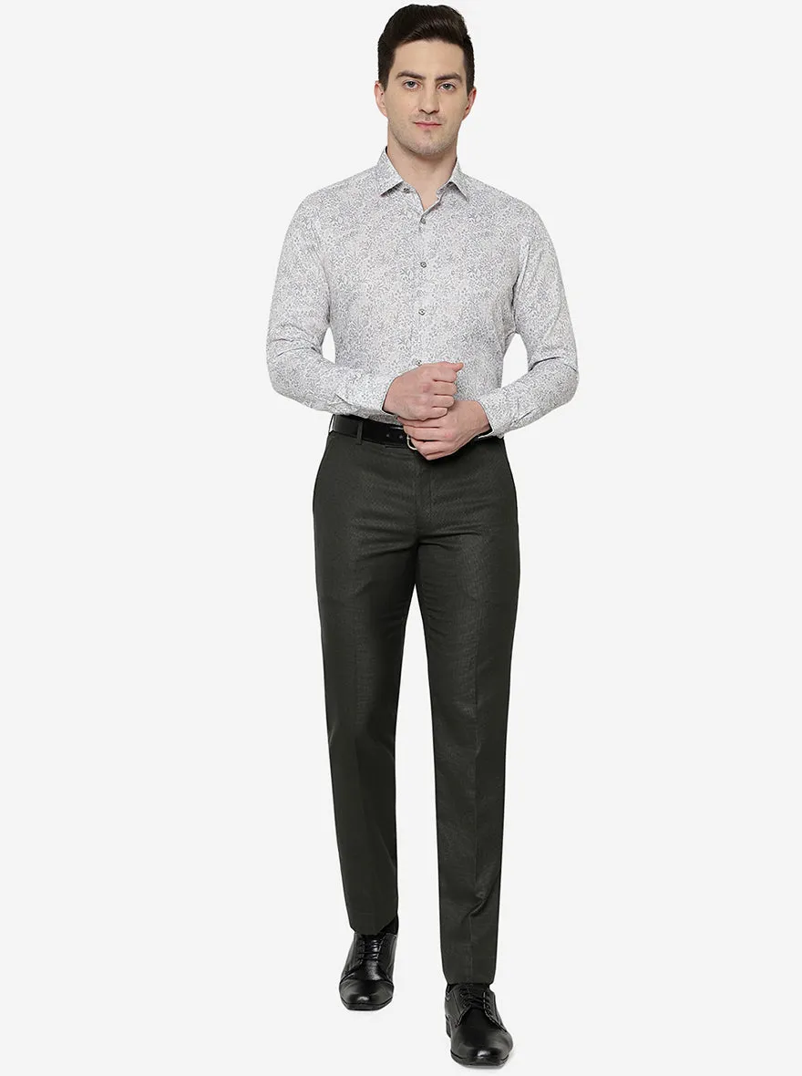 Olive Solid Slim Fit Formal Trouser | Greenfibre