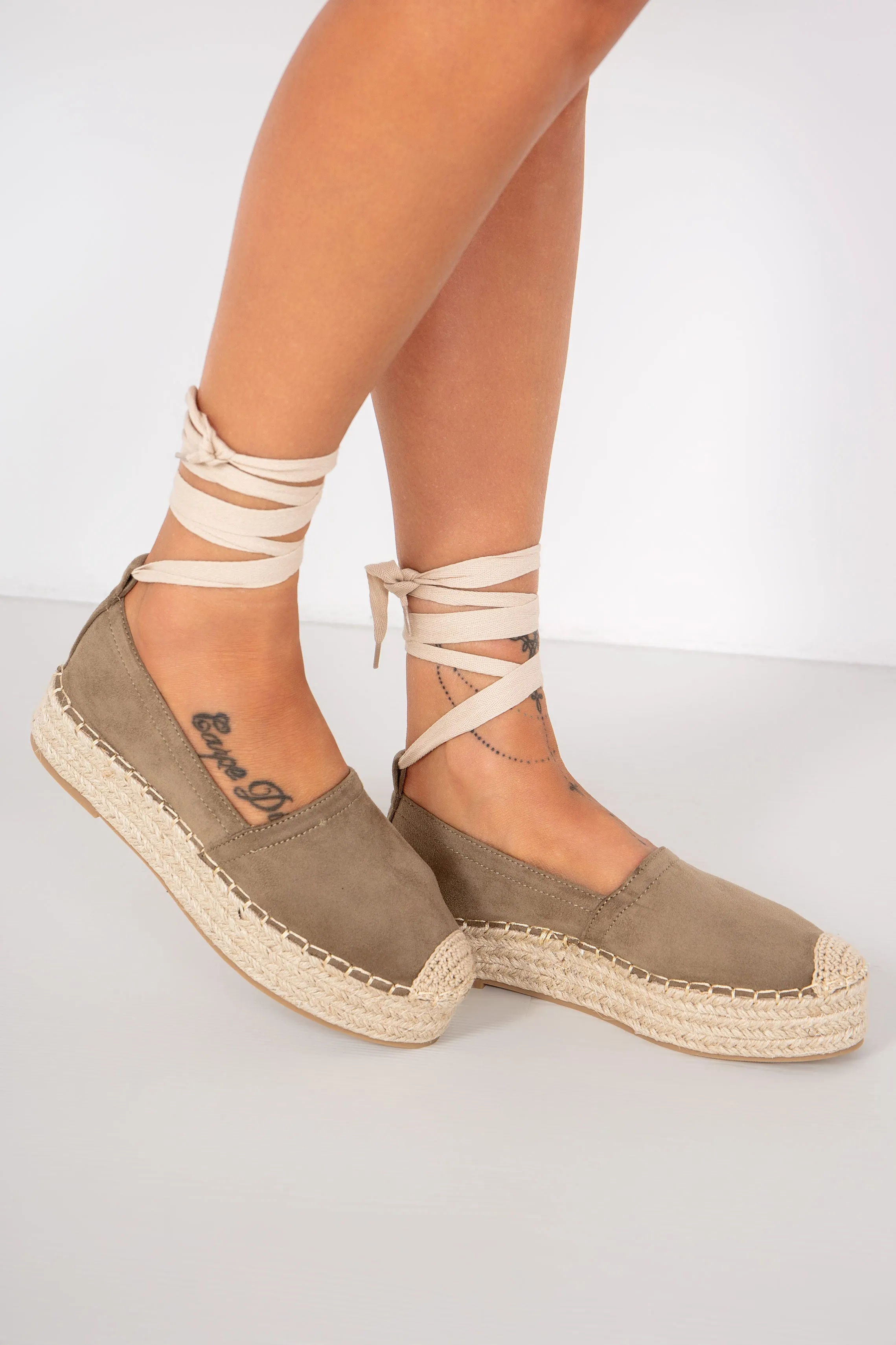 Orabelle Khaki Espadrille Flatform Sandals