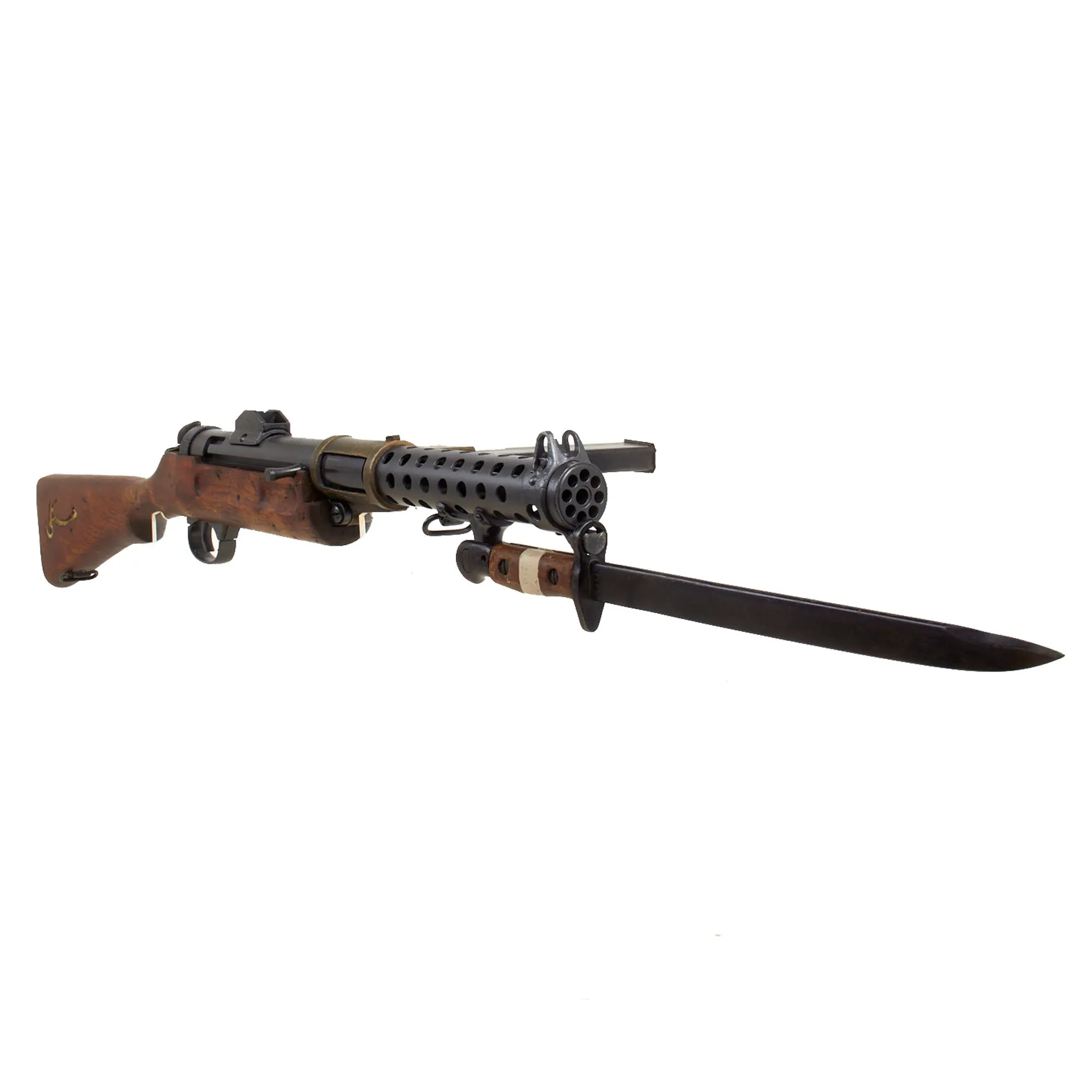 Original British WWII Lanchester MK.I* Display Submachine Gun SMG with P-1942 MkII* Bayonet & Magazine - Serial 52629