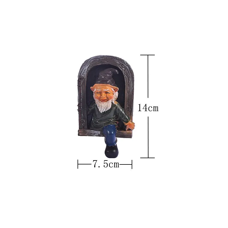 Outdoor Garden Funny Flip Window Resin Gnomes 3D Ornaments