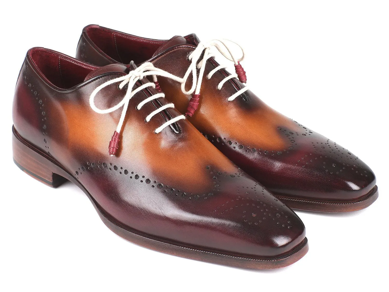 Paul Parkman Bordeaux & Camel Wingtip Oxfords (ID#097BY30)