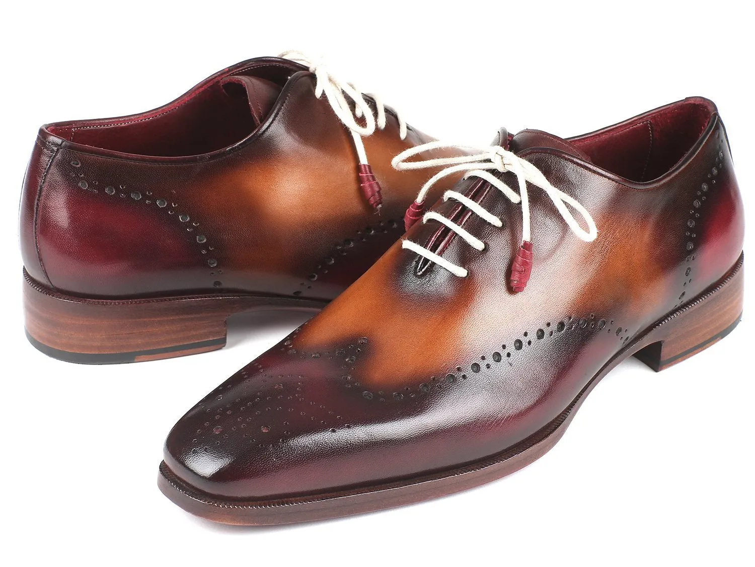 Paul Parkman Bordeaux & Camel Wingtip Oxfords (ID#097BY30)