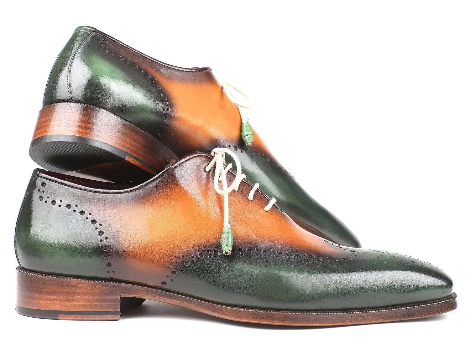 Paul Parkman Green & Camel Leather Wingtip Oxfords