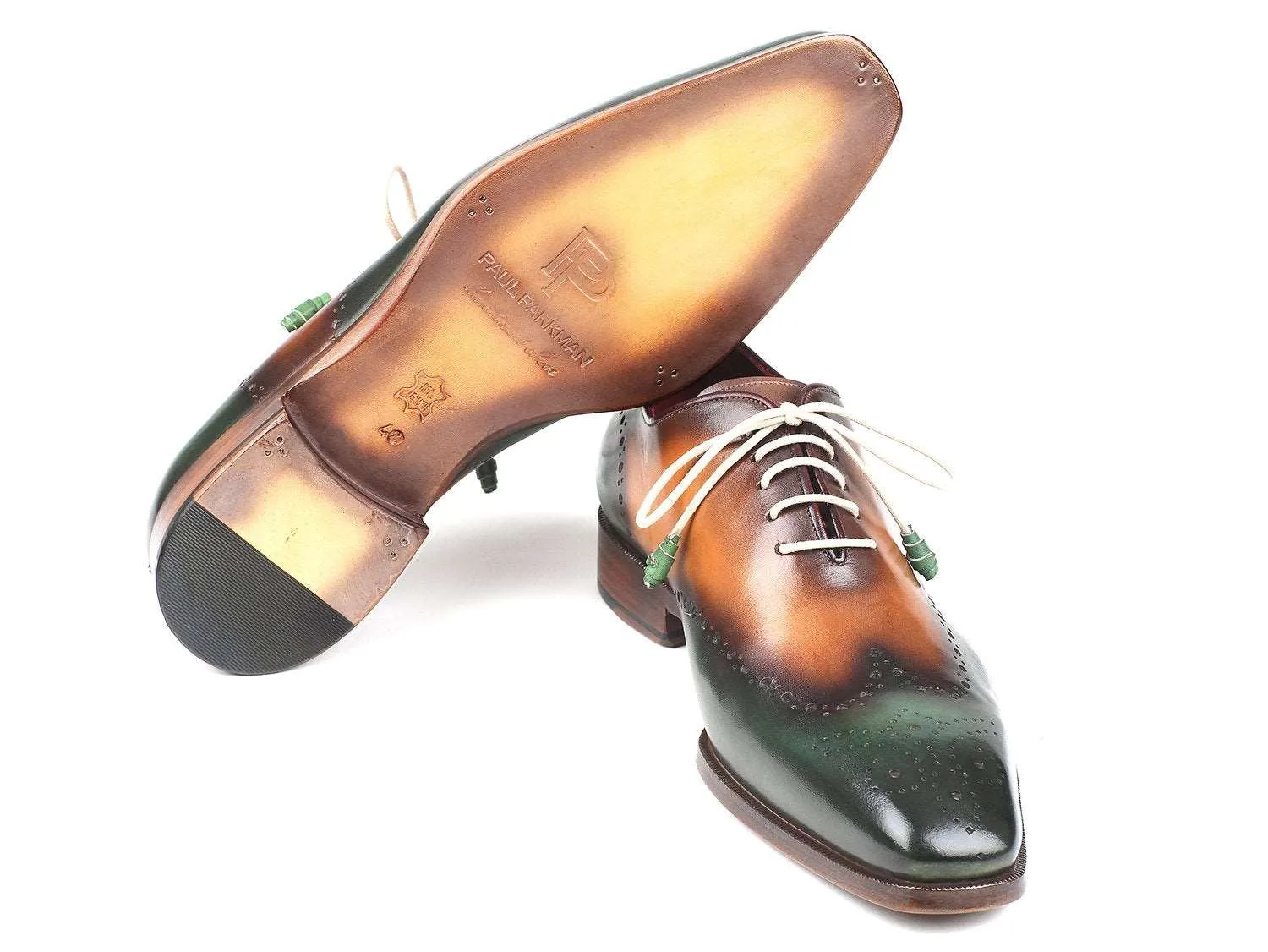 Paul Parkman Green & Camel Leather Wingtip Oxfords