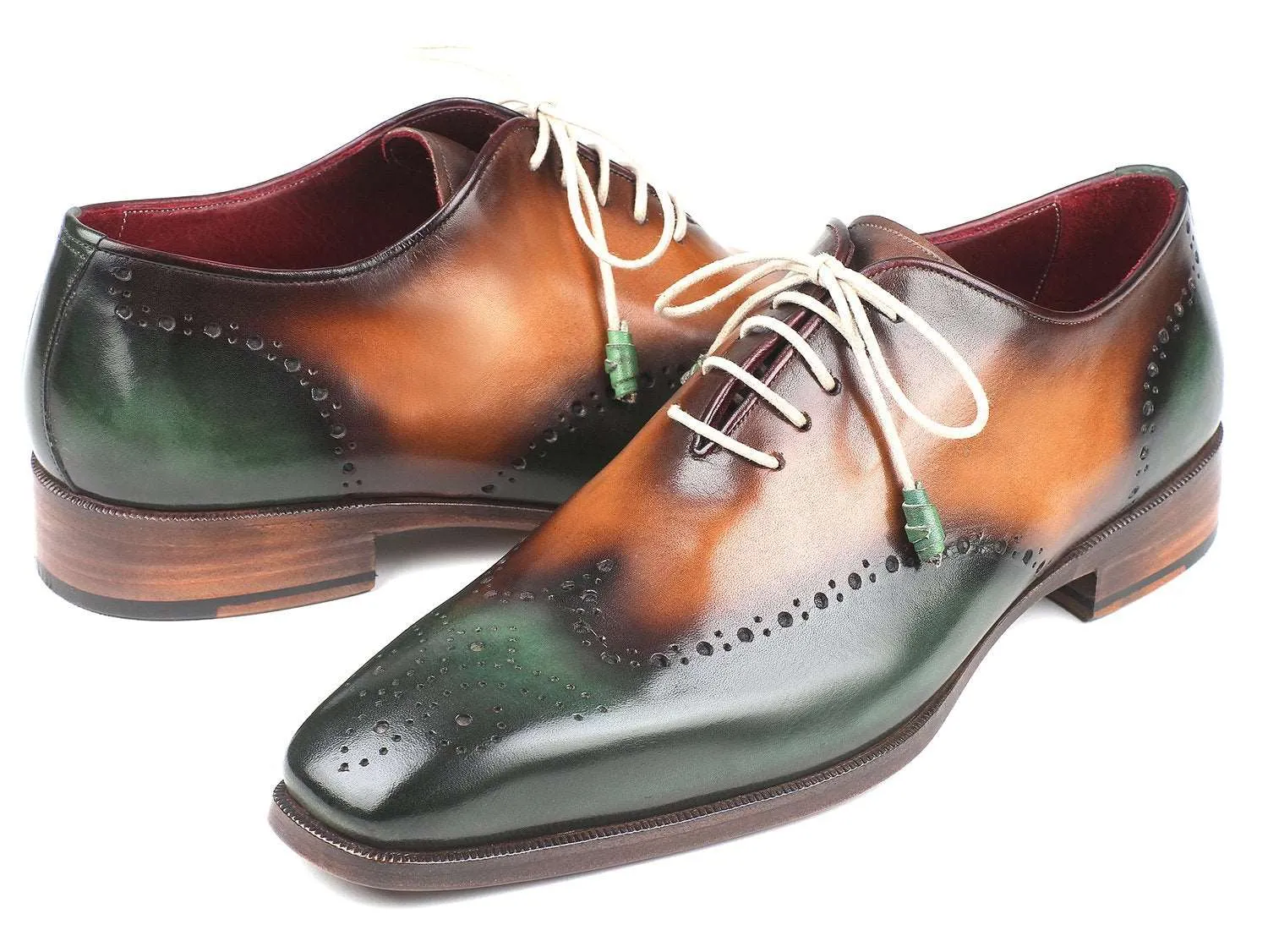 Paul Parkman Green & Camel Leather Wingtip Oxfords