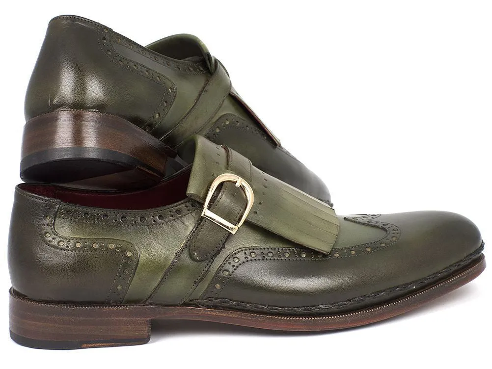 Paul Parkman Green Leather Wingtip Monkstrap Brogues