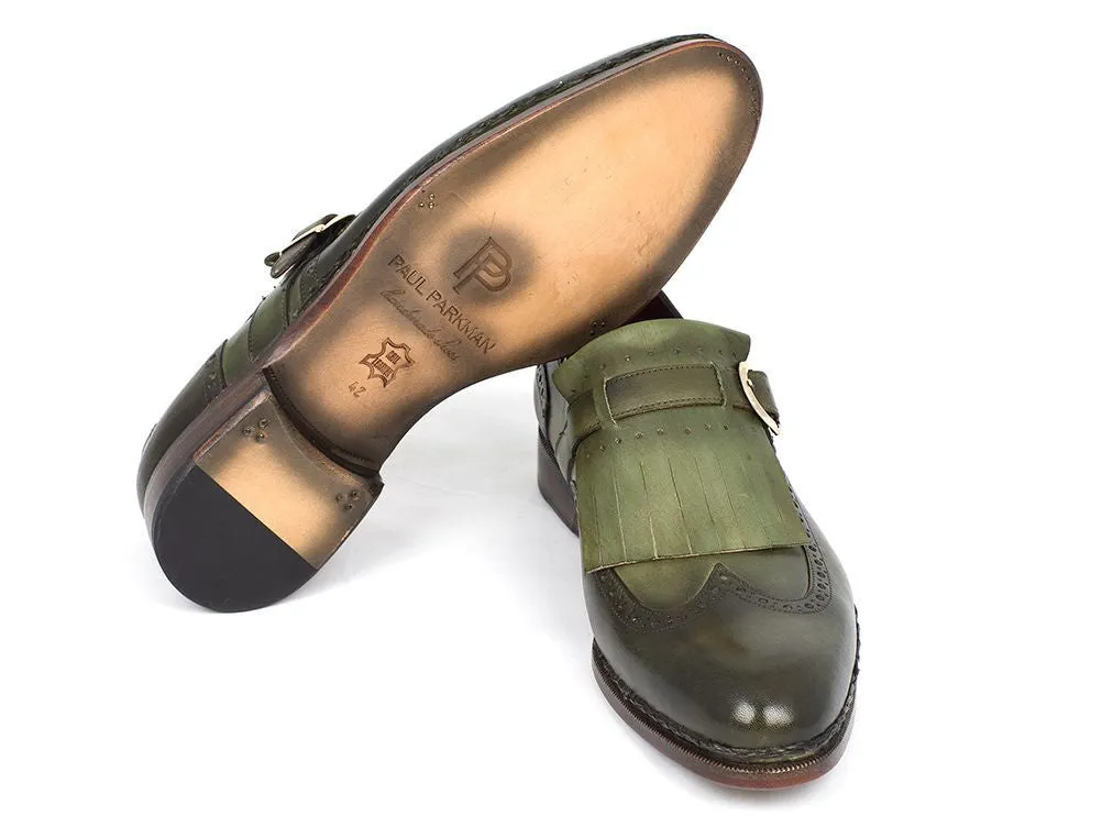 Paul Parkman Green Leather Wingtip Monkstrap Brogues