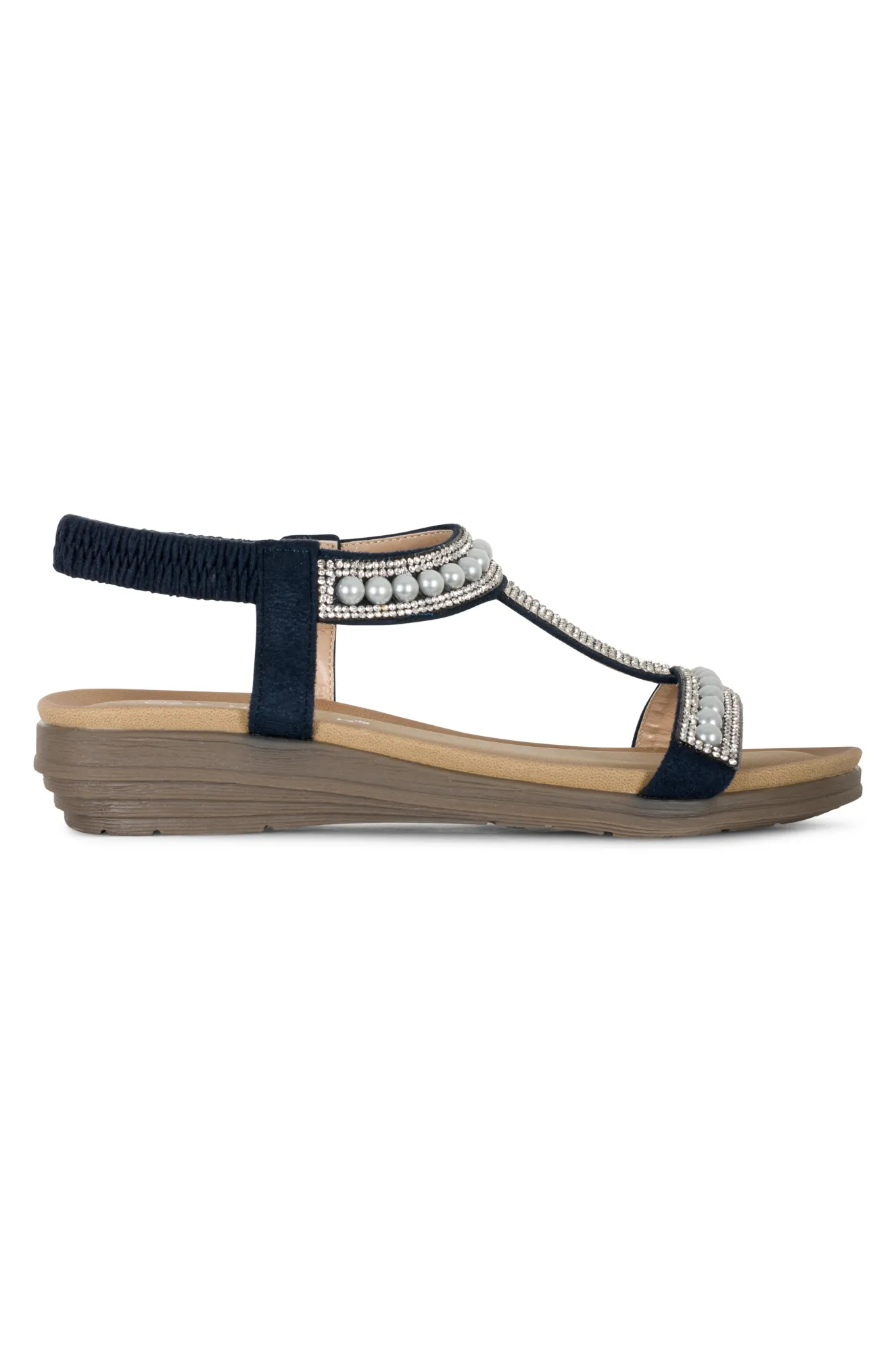 Pearl & Gem T bar Sandal | BLUE | TANCY AB