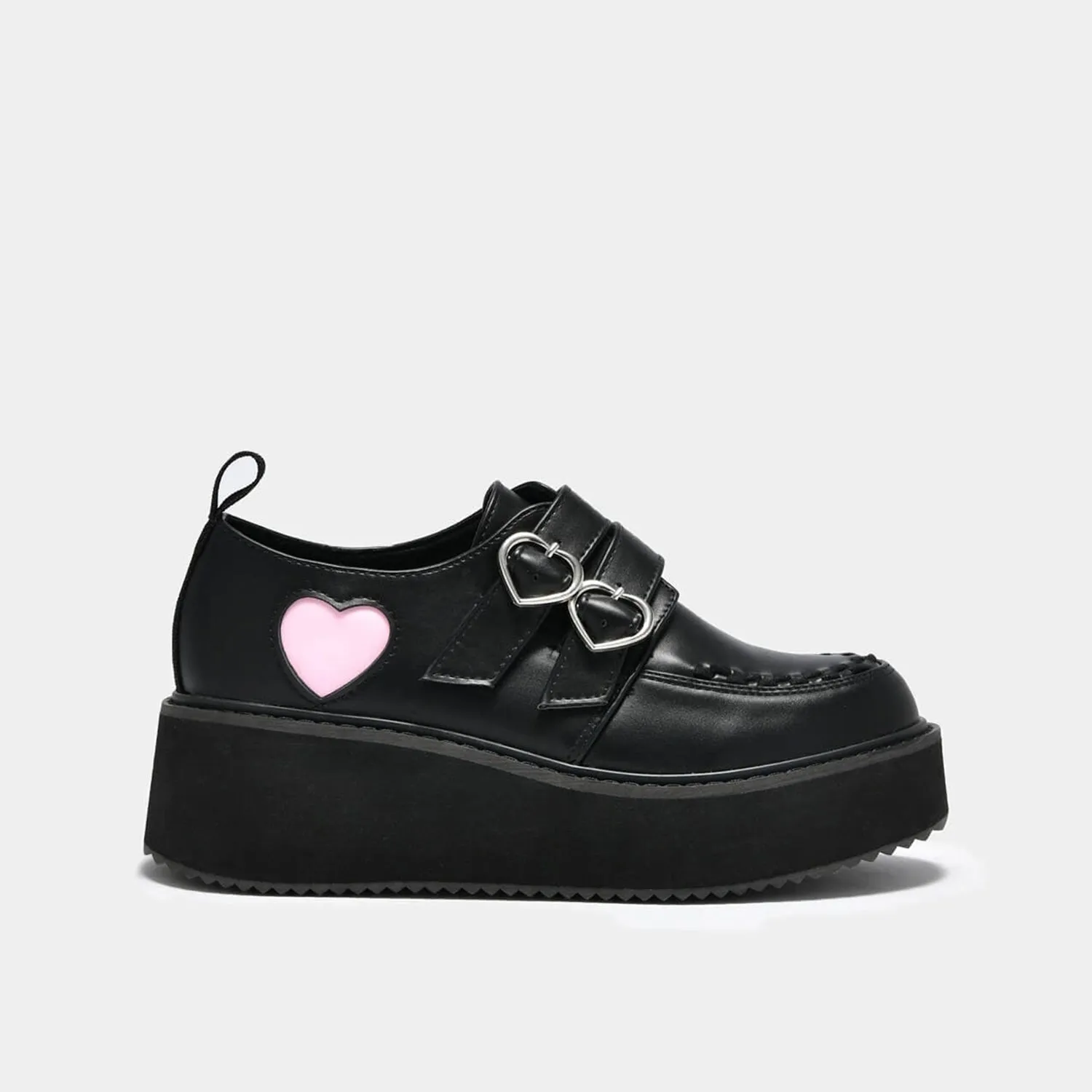 Pothos Pink Heart Wave Platform Shoes