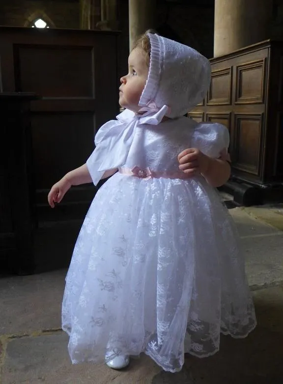 Princess Charlotte edition Maria lace Dress (pink ribbon trim)