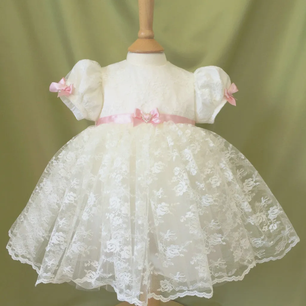 Princess Charlotte edition Maria lace Dress (pink ribbon trim)