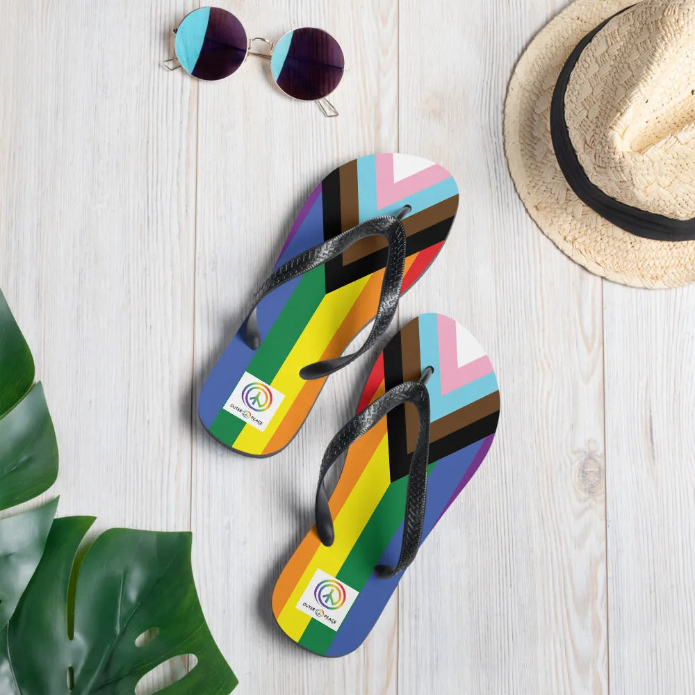 Progress Pride Flag Flip-Flops