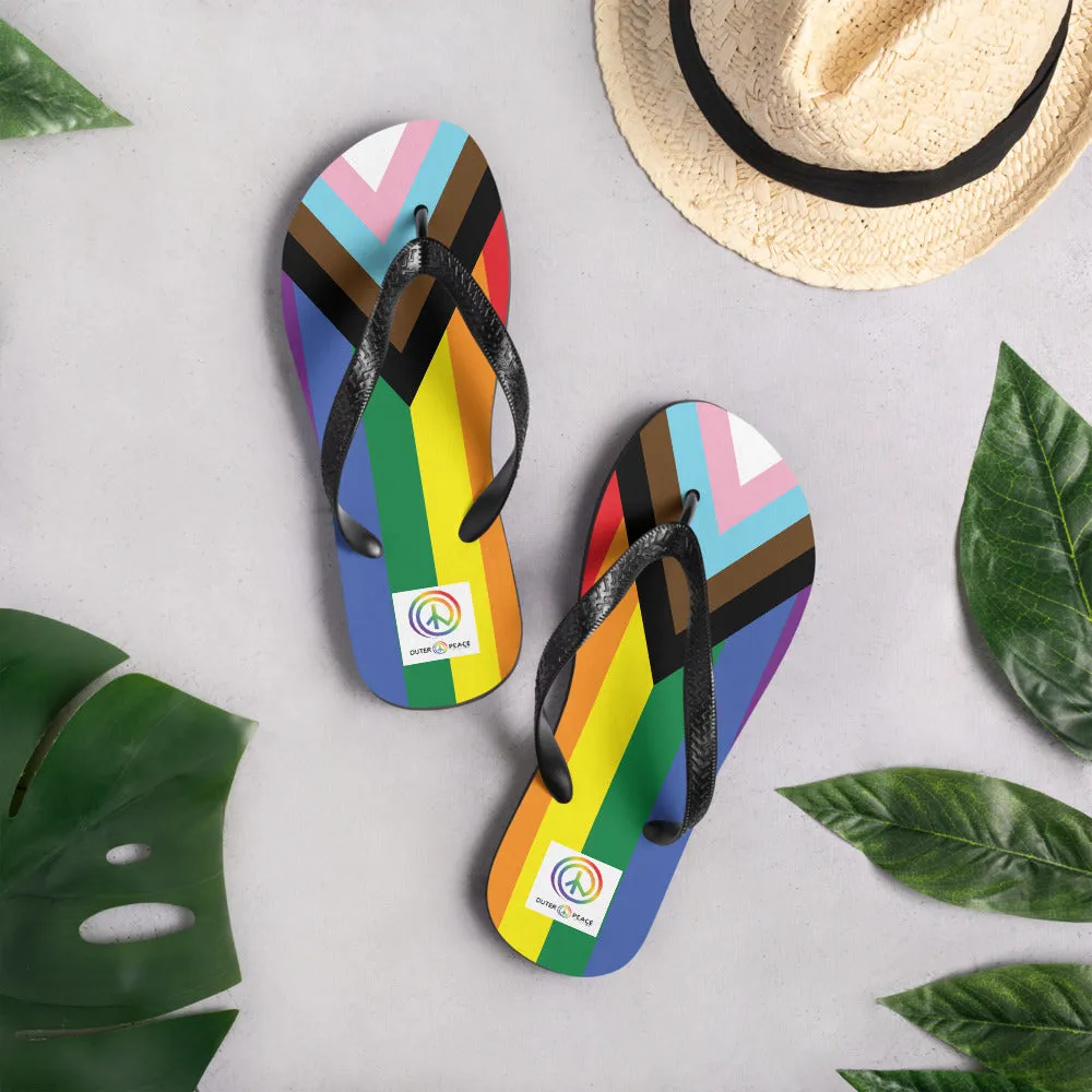 Progress Pride Flag Flip-Flops