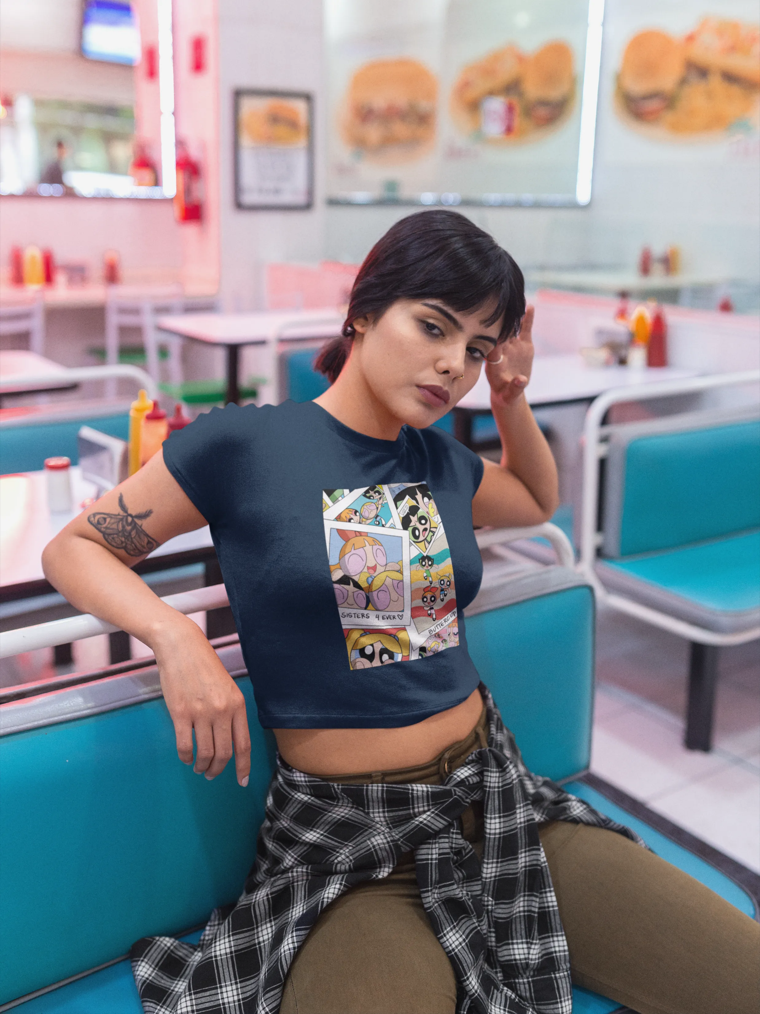 " SISTERS LOVE "- POWERPUFF GIRLS - HALF-SLEEVE CROP TOPS