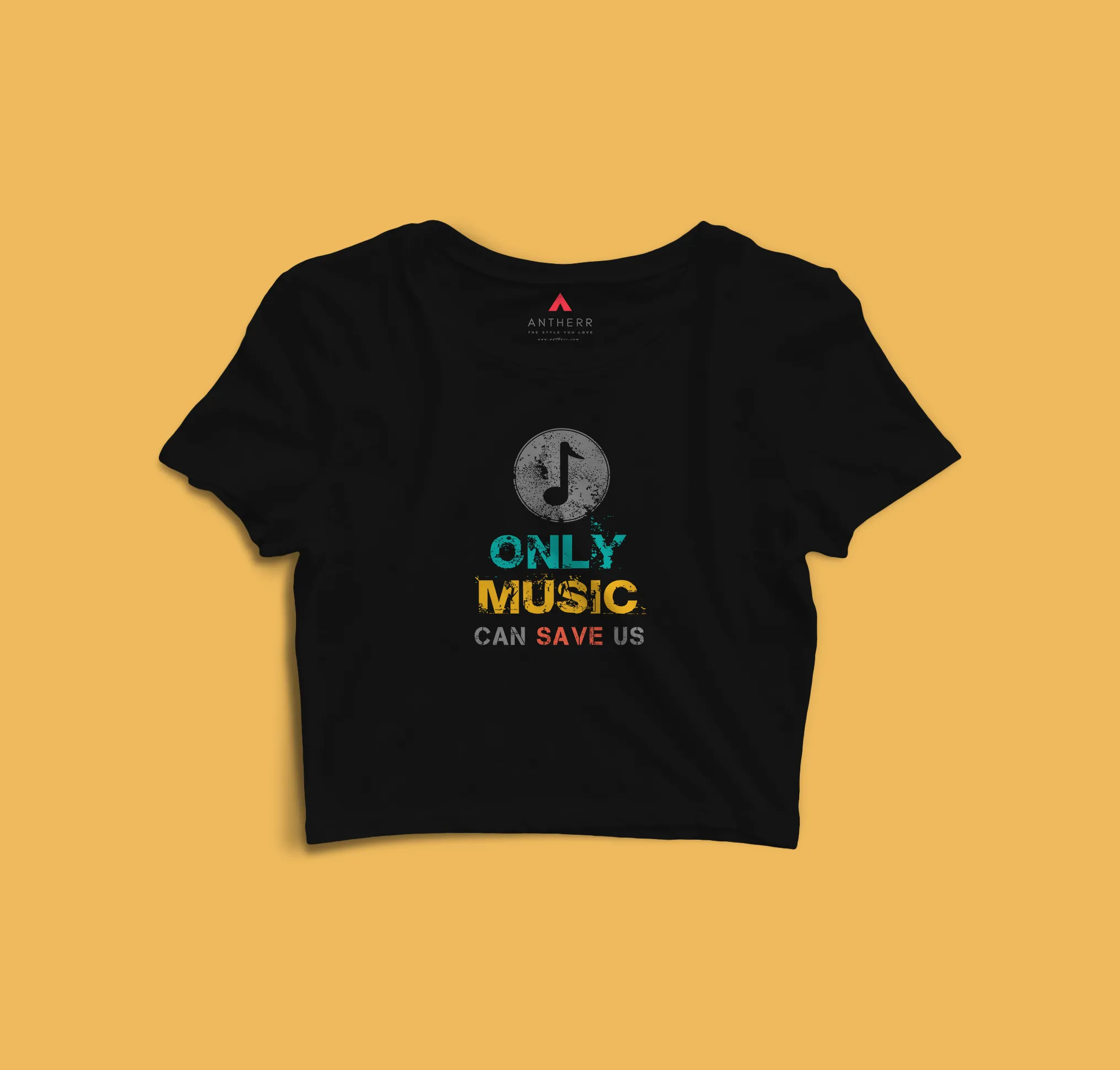 "ONLY MUSIC CAN SAVE US" - HALF-SLEEVE CROP TOP